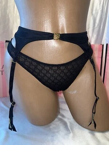 Victorias Secret Garter Belt & Thong signature Logo XS Black - Picture 1 of 5