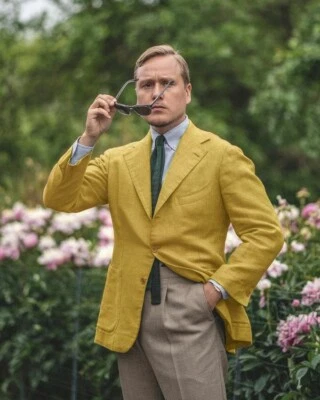 Lino Hombres Trajes Verano Eventos Ropa Exterior Formal Baile de graduación Hombres Abrigo Personalizado Foto 1 de 4