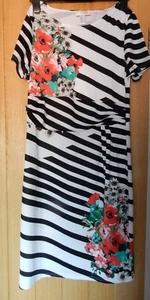 Creation Kleid L Blumen und Streifen UK Größe 16 - Bild 1 von 5