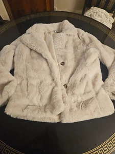 Red Herring Imitat Fur Jacket In Cream Size 10 UK, 38 Euro - Bild 1 von 5