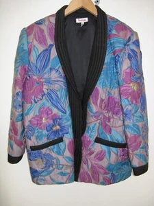 Vintage Jacket Pink Blue Gold Flower Power Italian Padded Hippy Festival. UK: 14 - Picture 1 of 22