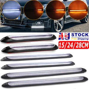 2x Car LED Strip Daytime Running Lights DRL White & Yellow Turn Signal Sequentia - Picture 1 of 33