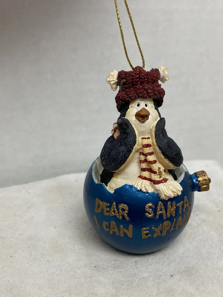 The Boyd's Collection Naughty & Christmas Ornament Penguin Fibber Resin