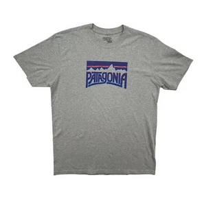 Patagonia Shirt Mens Large Gray Regular Fit Recycled Cotton Tee T-Shirt Graphic - Picture 1 of 9