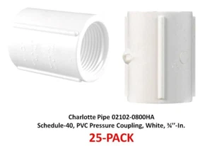 Charlotte Pipe 02102-0800HA Schedule-40, PVC Pressure Coupling, White, ¾’’ 25-PK - Picture 1 of 1
