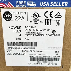 New 2022 AB 22A-D6P0N104 PowerFlex 4 2.2 kW 3 Hp AC Drive 22A-D6P0N104 US STOCK - Picture 1 of 1