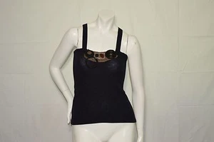MARNI azul marino sin mangas diseño tanque de lana elástica en yugo talla 40 o S - Imagen 1 de 8