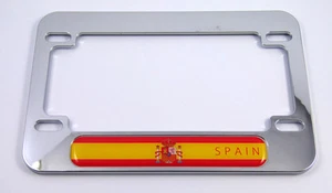 Spain Spanish flag Motorcycle Bike plastic ABS Chrome Plated License Plate Frame - Imagen 1 de 2