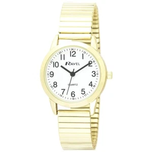 Ladies Casual Easy Read Watch  Gold Tone Expanding Bracelet By Ravel R0232.22.2 - Picture 1 of 1