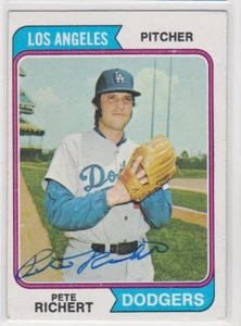 PETE RICHERT LOS ANGELES DODGERS 1974 TOPPS #348 AUTOGRAPHED BASEBALL CARD ROUGH - Picture 1 of 1
