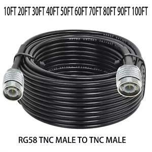 30FT 50ft 100feet RG58 TNC male To TNC male connector Lot RF coaxial coax cable - Picture 1 of 4