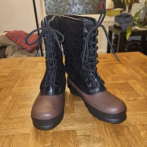 Hunter wasserdichte Damen-Regenstiefel aus echtem Lammfell zum Schnüren Größe US 6 nie getragen - Bild 1 von 13