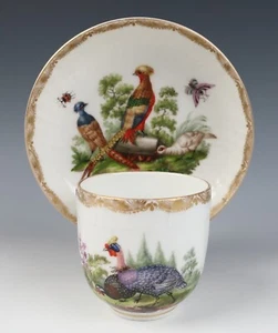 Antique KPM Berlin Cup & Saucer Birds Insects Gold 19th C. German Porcelain #B - Picture 1 of 21