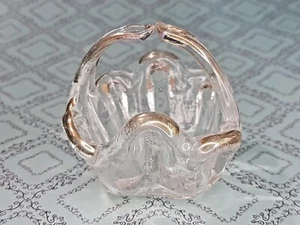 Vintage Blown Glass Miniature Basket Ring Pin Dish - Picture 1 of 7