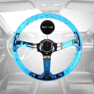 RALLIART 6-Hole 35cm Deep Dish VIP Clear Crystal Bubble Spoke Steering Wheel - Picture 1 of 5