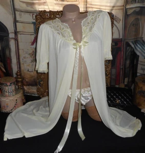 Vintage S Movie Star Peignoir Robe Acetate & New Silk Glossy Satin String Bikini - Picture 1 of 10