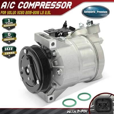 New AC Compressor with Clutch for Volvo XC60 2015-2016 L5 2.5L 31250519 31291135 - Image 1 of 4