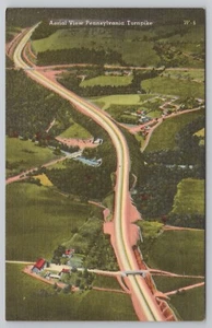 Vista aérea Pennsylvania Turnpike PA postal lino 1940 - Imagen 1 de 2