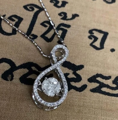 Ожерелье из белого золота 14 карат с бриллиантами 0,50 карата T.W. Новый, неиспользованный I.G.I. Сертифицированный - Изображение 1 из 4