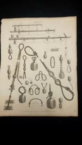 Antique Maritime Sailing Print Ships Equipment 18thC - Picture 1 of 1