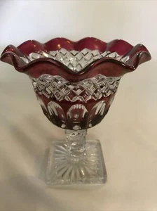 Westmoreland Waterford Ruby Red Ruffled Candy Bowl - Picture 1 of 4
