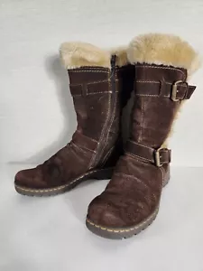 Botas de tacón de cuña forradas con cuña para mujer Bare Traps talla 8 M marrón gamuza bronceada forradas de piel - Imagen 1 de 12