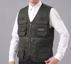 Chaleco utilitario con múltiples bolsillos para hombre pesca viaje foto camping senderismo chaleco - Imagen 1 de 24