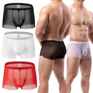New Sexy Men Ultra-thin Mesh Underwear Boxer Shorts Trunks Breathable Underpants - Picture 1 of 39