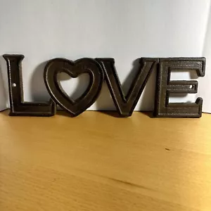 Cast Iron LOVE Shabby Chic Style Sign Decor 11.5" x 3.5" Rustic Letter Sign - Picture 1 of 7