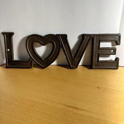 Cast Iron LOVE Shabby Chic Style Sign Decor 11.5" x 3.5" Rustic Letter Sign - Image 1 of 4