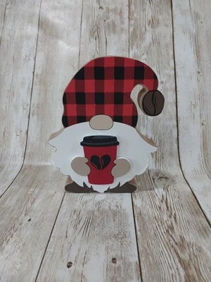 Новый! Hot какао Gnome деревянный знак фигурка декор ярус лоток кофе осени Рождества  - Изображение 1 из 4