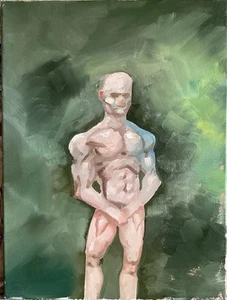 French Realism Male Figure 12x16 Original Oil Painting On Canvas Gay Int Nude - Picture 1 of 4