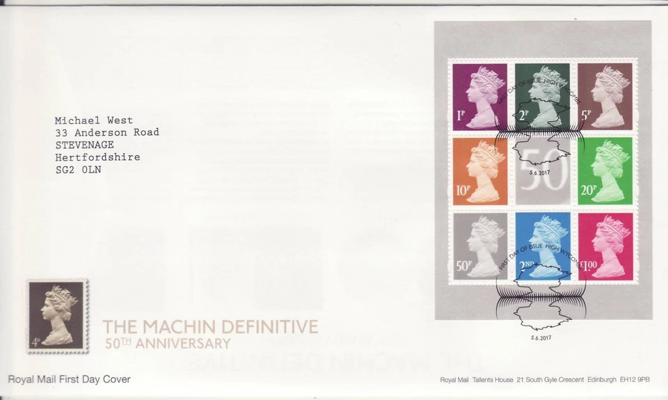 GB Stamps First Day Cover Booklet Pane Y1667p - DY21 Machin Anniversary PSB 2017 - Image 1 of 1