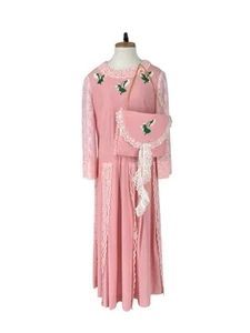 Vintage 70's Cosplay Dress Embroidered Grandma Midi Polyester Matching Purse XL - Picture 1 of 13