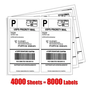 8000 Half Sheet 8.5x5.5 Shipping Mailing Labels Self Adhesive  - USPS PayPal UPS - Picture 1 of 8
