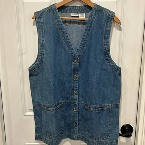 Cabin Creek Woman’s 100% Cotton Denim Vest, Size large, Medium Wash, Pockets - Picture 1 of 7