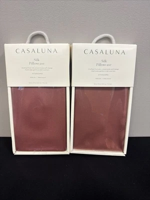2X Funda de Almohada Casaluna Estándar Seda Sólida Moderna Rosa Nueva En Caja Foto 1 de 4