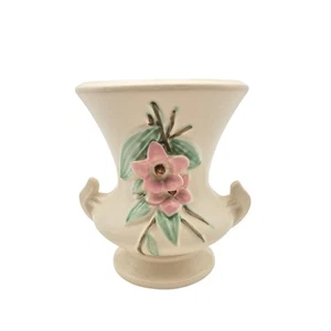 Vintage McCoy Floral White BLOSSOM TIME Pottery Vase 6.5” - Picture 1 of 8