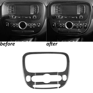 Cubierta de panel de CD de CA para consola central de fibra de carbono real 4 piezas para Kia Soul 14-19 - Imagen 1 de 21