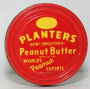 VINTAGE PLANTERS PEANUT BUTTER MADE BY THE WORLDS PEANUT EXPERTS EMPTY GLASS JAR - Picture 1 of 6