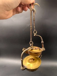 Pair of Antique French Oil Lamp Rat de caves Mines 1900's - Imagen 1 de 10