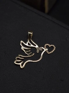 Anhänger 375 GOLD 9 Karat Modern elegant Friedenstaube Love Herz Vogel Tier - Bild 1 von 4