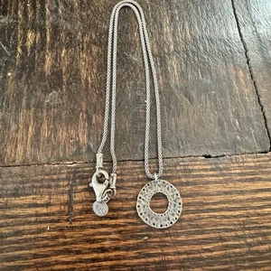 Sterling Silber 925 Silpada Atom Bio Krater Strukturiert Kreis Halskette 17" - Bild 1 von 5