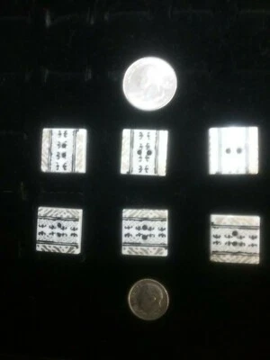 Vintag Black ,gold on white square  Buttons Lot of 6 made in USA size 42, 3/4" - Image 1 of 3