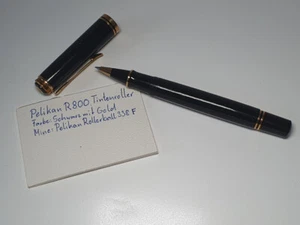 Pelikan R800 Tintenroller schwarz gold old style hochwertig Mine Fein blau TOP - Bild 1 von 5
