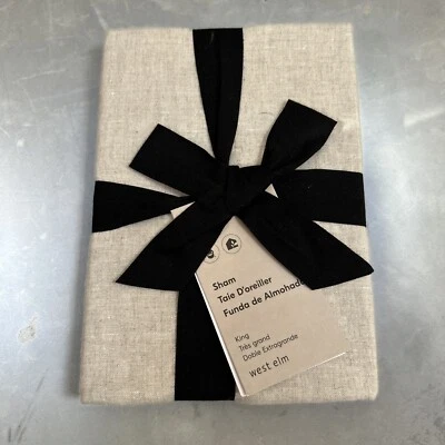 1 West Elm Belgian Flax  Linen King Size Sham  Natural flax NEW - Image 1 of 4