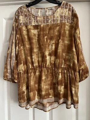 Blusa túnica pulóver manga 3/4 dividida talla 18/20 CATO bohemia bordada Foto 1 de 4