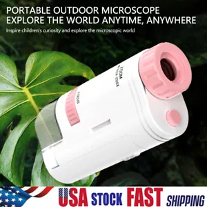 Kids Mini Pocket Microscope 60-200x Handheld Magnification Lens w/ LED Light USA - Picture 1 of 17