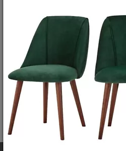 MADE.com Lule dining chairs: Set of 2: Pine Green With Walnut Legs - Picture 1 of 4