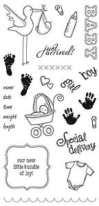 FISKARS Clear Stamps SPECIAL DELIVERY Baby Footprints